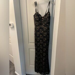 Black Lace Maxi Slip Dress